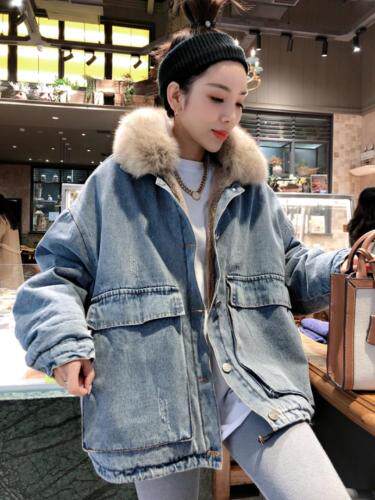 加厚款真毛领牛仔外套，女装，一杭