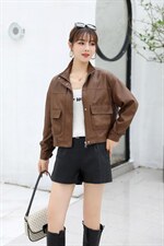 新款时尚PU皮衣，女装皮衣，艾慕缇(1F)