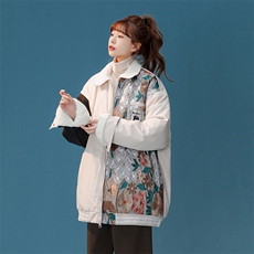 1中性风刺绣拼接翻领羊羔毛大码M-5XL棉服外套女8723P110控148，男装棉衣，星座226-2