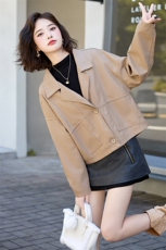 美德拉PU皮衣外套女春秋季新款时尚休闲小个子减龄显瘦气质短上衣，女装皮衣，江南女神