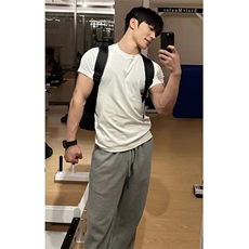 B221美式ins高街暗黑型男紧身纯色健身弹力T恤SY2539-特P20控39，男装T恤，电商B221