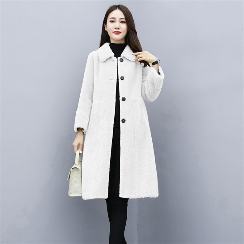 2022秋冬韩版中长颗粒绒时尚气质100%毛外套女皮毛一体,女装毛呢外套,媚琳依坊