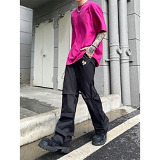 B221美式ins街头hiphop刺绣宽松褶皱休闲裤子LK23123-P60控78，男装休闲裤，电商B221
