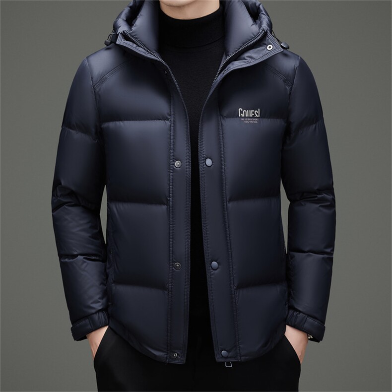 2025冬季新款男连帽羽绒服90绒子白鸭绒加厚时尚面包服羽绒外套图片