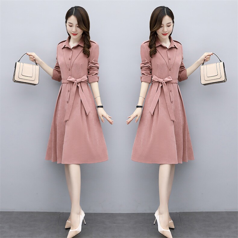 早春季法式连衣裙2025年新款名媛气质减龄显瘦春秋衬衫裙子女装潮，女装连衣裙，魅丽静蓝