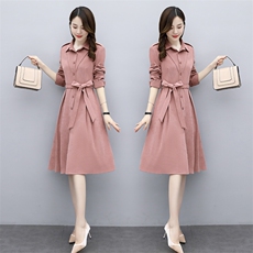 早春季法式连衣裙2025年新款名媛气质减龄显瘦春秋衬衫裙子女装潮，女装连衣裙，魅丽静蓝