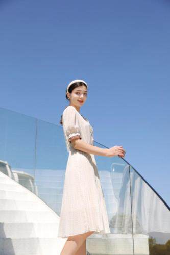 夏季新款可脱卸领点点连衣裙，女装连衣裙，忆思妤