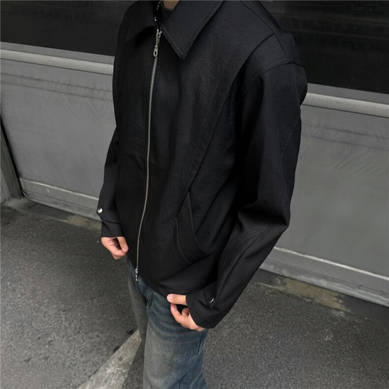 美式复古飞片合页解构翻领拉链夹克男女春秋季cleanfit飞行员外套，男装夹克，星座1210-1