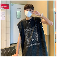 水洗短袖可拆卸背心男款重磅夏季百搭宽松T恤休闲上衣T02-P40，男装T恤，星座308B-2