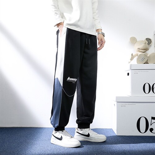 7XL-M港风2023春夏新款休闲卫裤男学生束脚裤运动裤加肥加大码，男装休闲裤，钱塘717(原712)