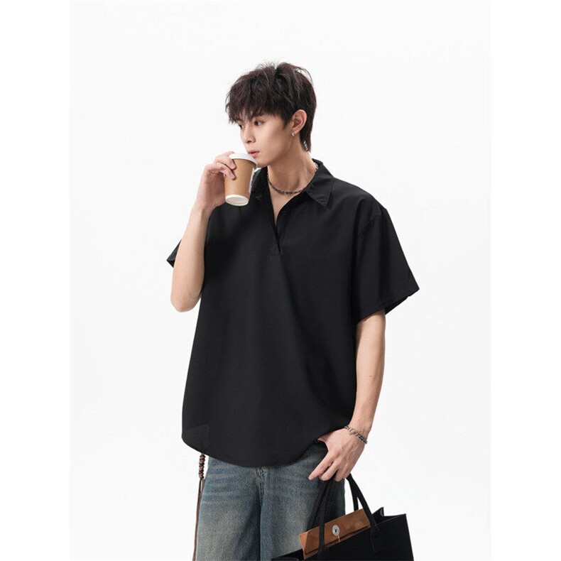 夏季新款港风日系polo领套头短袖衬衫男潮XZ608-CS2521-P30控48,男装T恤,星座608(原A046)