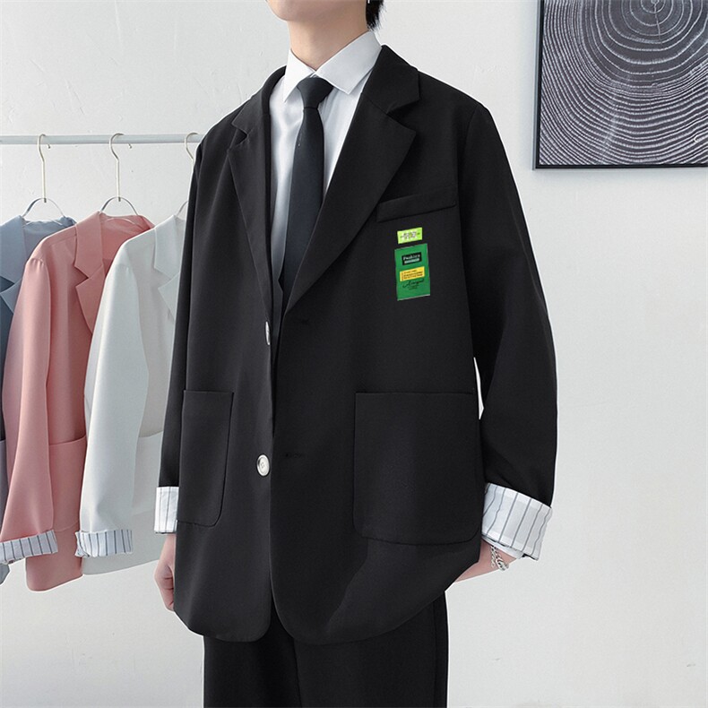 小西装男士秋冬季痞帅学院风dk制服宽松休闲单西服外套男XZ03-P80图片