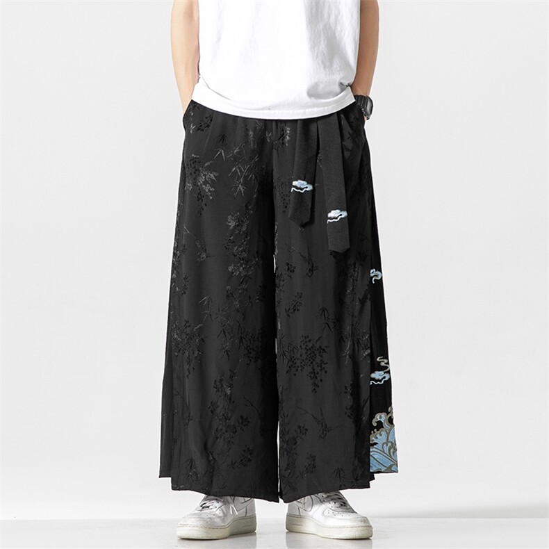 风棉麻裤潮流民族风重工刺绣阔腿长裤汉服唐装古装D533/P85,男装民族服装,星座206（原A221）