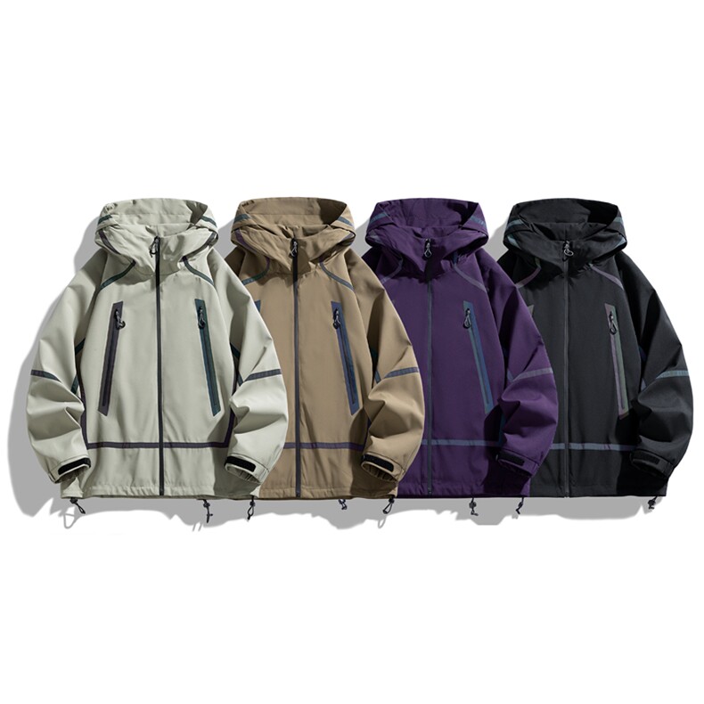 新款现货户外夹克男连帽烫金返光冲锋衣外套DSA157B-J2511-P65图片