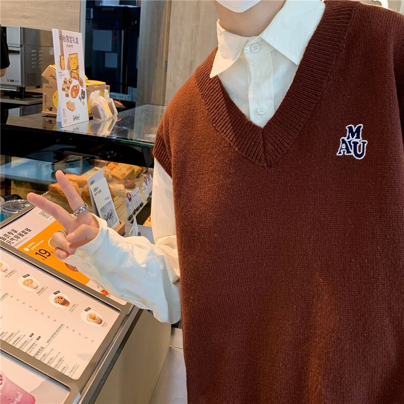 美式毛衣男慵懒风休闲马甲针织衫 R3113 P40图片