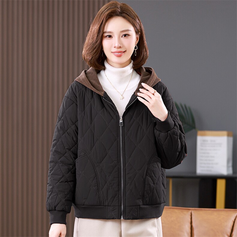 2025冬季连帽时尚休闲加厚保暖舒适棉服,女装棉衣/棉服,天丽