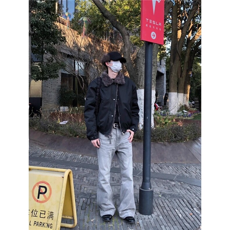 毛领夹克棉服男款冬季加厚宽松保暖座山雕外套MF434-P92,男装夹克,星座412-3