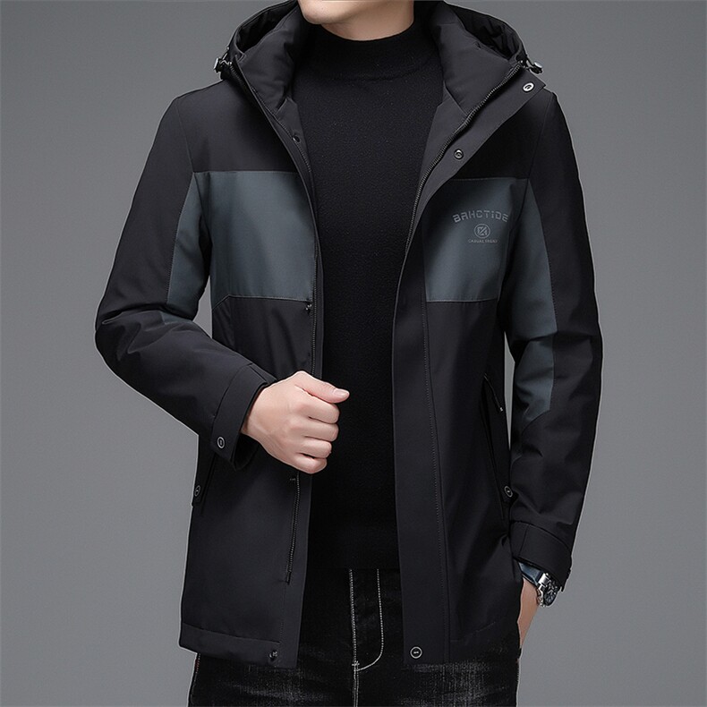 2023冬季连帽中长款羽绒服商务休闲灰鸭绒外套上衣DFLDY7002-P285,男装羽绒服,电商B212（原钱塘6029）