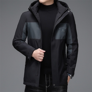2023冬季连帽中长款羽绒服商务休闲灰鸭绒外套上衣DFLDY7002-P285图片