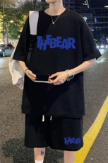 ！2024夏季新款男士华夫格短袖套装百搭学生一套HTZ11P50，男装T恤，电商B220