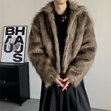 冬季小众仿狗毛短款棉服保暖仿皮草男加厚高级感美式复古棉衣外套，男装棉衣，星座909