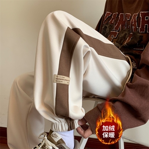 加绒休闲裤男宽松束脚裤拼色卫裤 K7721-P50加绒P60 控68加绒控78图片