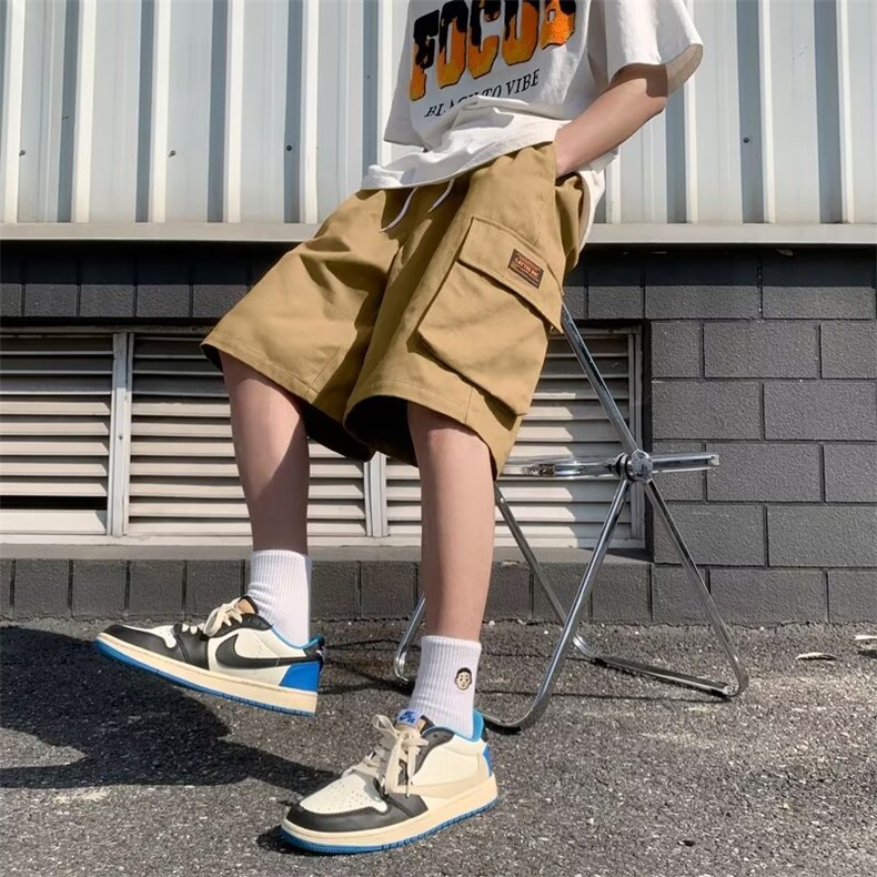 青春流行休闲裤五分裤日系工装裤纯棉休闲短裤A714P33,男装休闲裤,星座1116-2