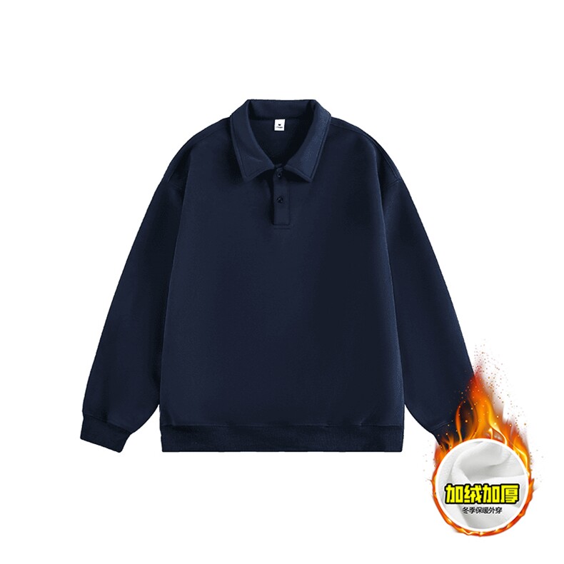 480G重磅加绒硬挺boxy男女秋冬美式高街结构POLO翻领卫衣厚外套，男装Polo衫，电商A486-1