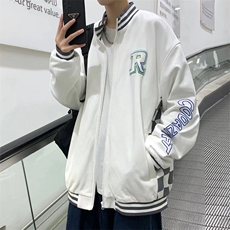 港风宽松双层刺绣夹克青少年立领拉链长袖W1059P62，男装夹克，星座1116-2
