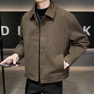 店主风高端呢子明线宽松韩版外套 大衣夹克男A236-JK8009-P130图片