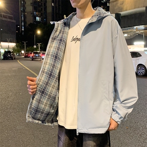 特批65 春秋新款双面穿格子夹克外套男女同款连帽夹克外套 JK2459图片