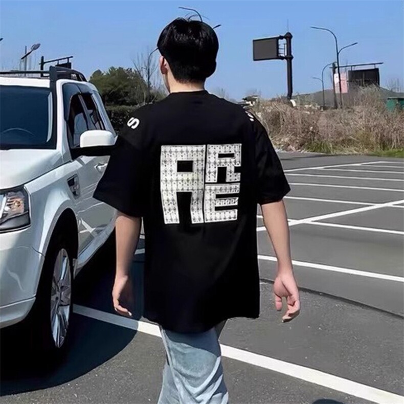 万针全刺绣工艺抖音得物高品质260克重磅纯棉双纱美式高街短袖T恤图片