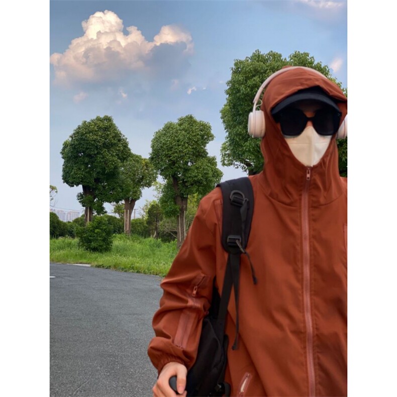 户外森系冲锋衣连帽夹克机能男宽松落肩纯色上衣外套J317-P55,男装夹克,星座1007（原301D）