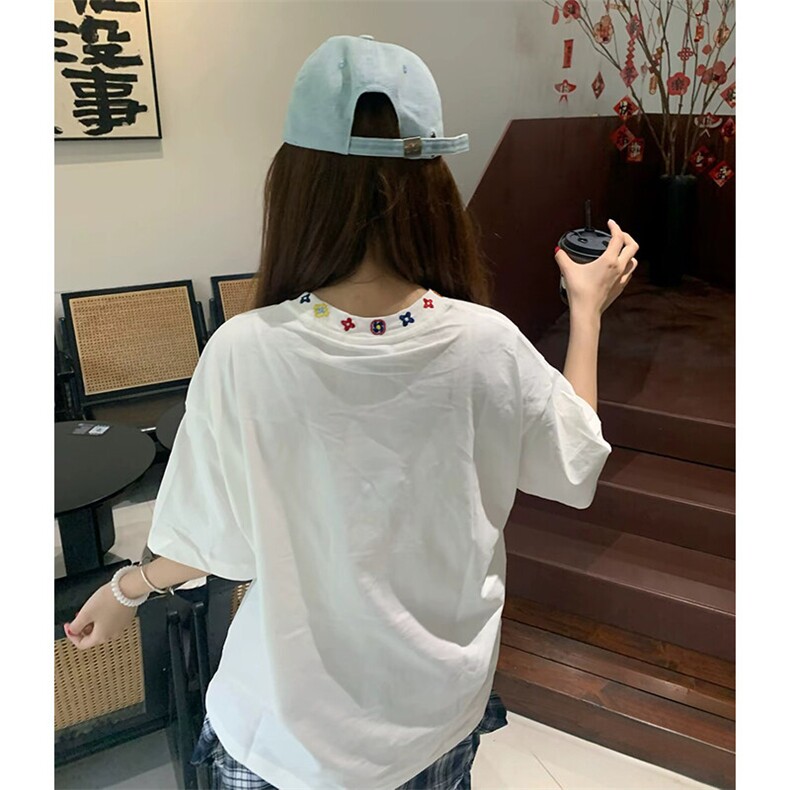 万针全刺绣工艺抖音得物高品质260克重磅纯棉双纱美式高街短袖T恤,男装T恤,电商A486