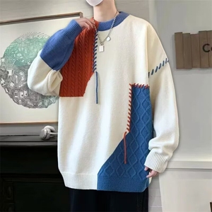 9075-P51 毛衣男加绒加厚韩版潮流秋冬季潮牌针织衫青少年图片