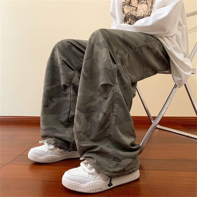 迷彩伞兵工装裤男士春秋季美式潮牌垂感速干裤子宽松K1517-P40,男装休闲裤,星座603-2