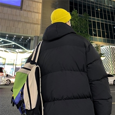 特批港风夜景宽松十字架印花休闲连帽棉服A247-MY162特批85控138，男装棉衣，电商A247
