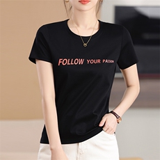 刺绣FOLLW艺术个性时尚舒适显瘦棉T，女装T恤，元素羊绒