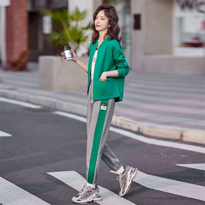 2024春新款时尚减龄撞色休闲套装显瘦百搭宽松运动服，女装套装/套裙，依恋蒂丝