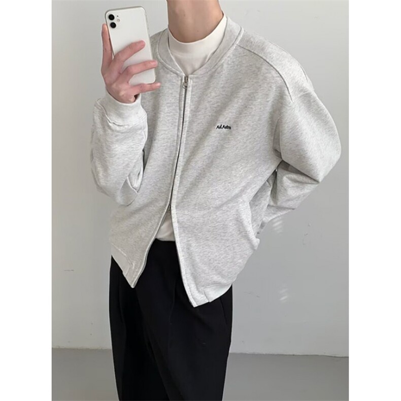 春季新款字母刺绣立领卫衣男美式复古宽松针织开衫外套JW150，女装短外套，星座1116A（原606A-3）