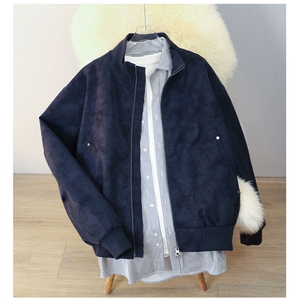 光板二开  毛毯平铺秋季潮牌螺纹立领宽松夹克外套男女26183 TP65图片