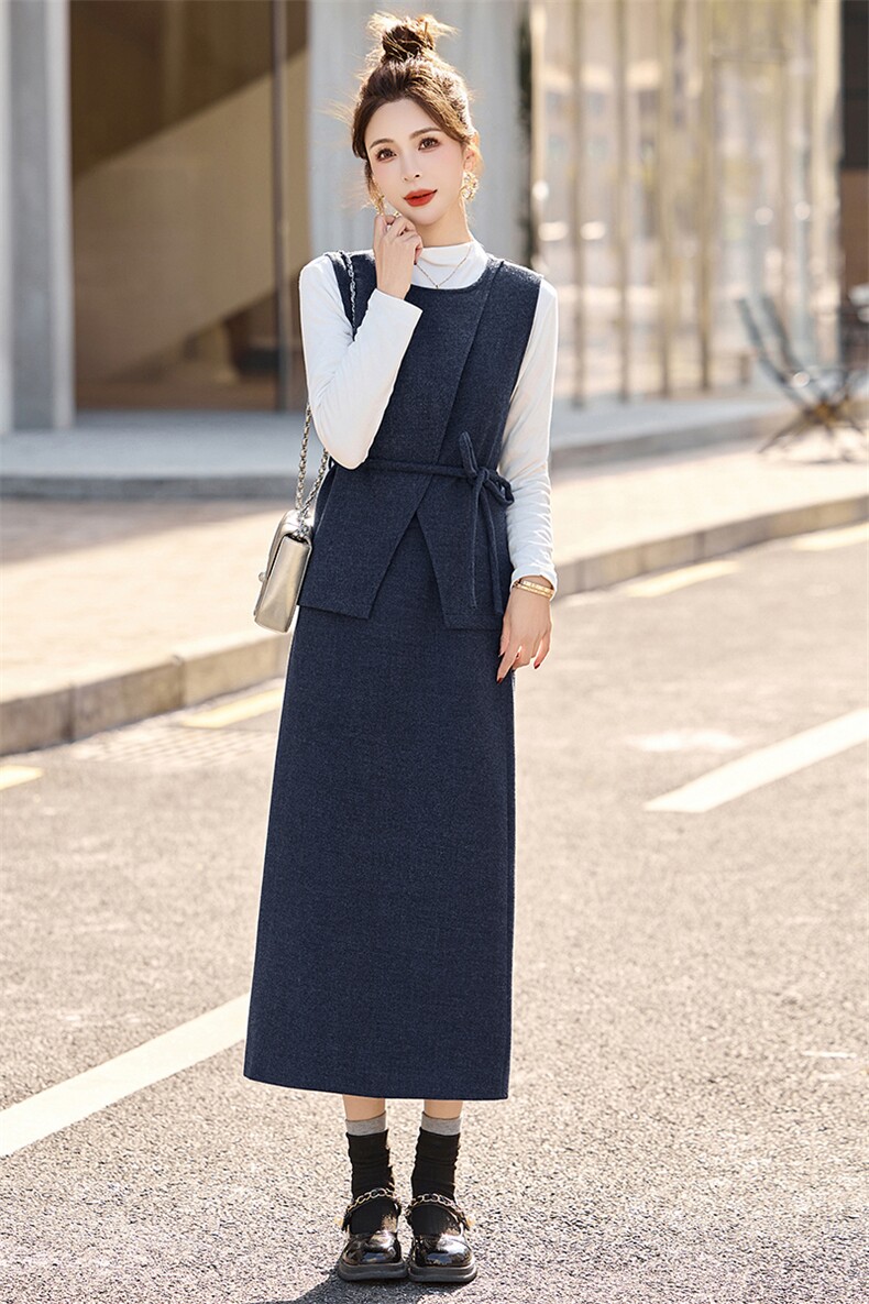 毛呢半身裙马甲小香风套装女2025春季新款减龄搭配一整套气质套裙,女装套装/套裙,流量+
