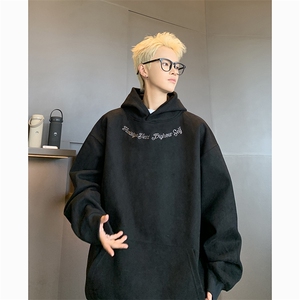 港风大码美式潮牌麂皮绒套头连帽卫衣男 XZ213-JKPR204-P45控68图片