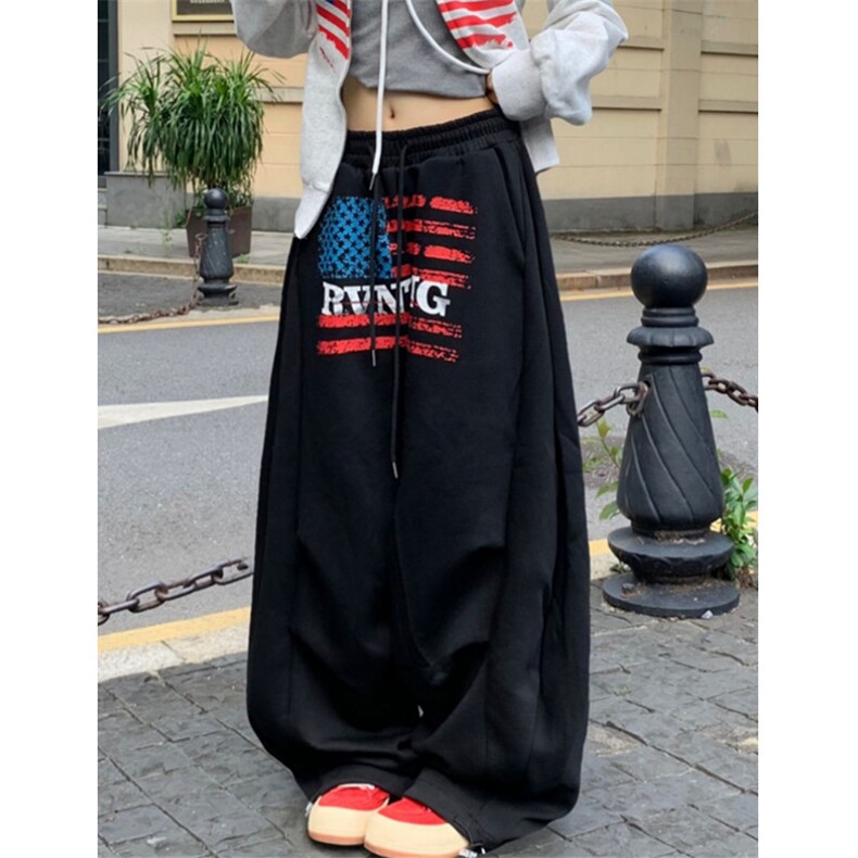 美式复古字母印花运动卫裤男女慵懒风阔腿休闲长裤K5337，男装休闲裤，星座1116A（原606A-3）