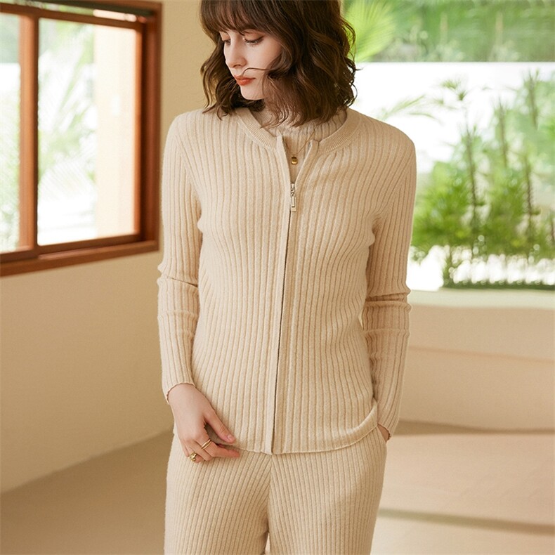 秋冬新款简约时尚气质女款羊绒开衫显瘦百搭长袖针织衫，女装羊绒衫，绒歆坊