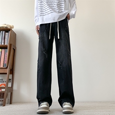 S-3XL夏季薄款冰丝裤直筒宽松破洞牛仔裤310A-2BK312p55控78，男装牛仔裤，星座310A-2