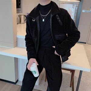 颗粒绒外套男冬季加厚毛绒棉服网红ins痞帅外套棉衣M003P140控170,男装棉衣,电商B267