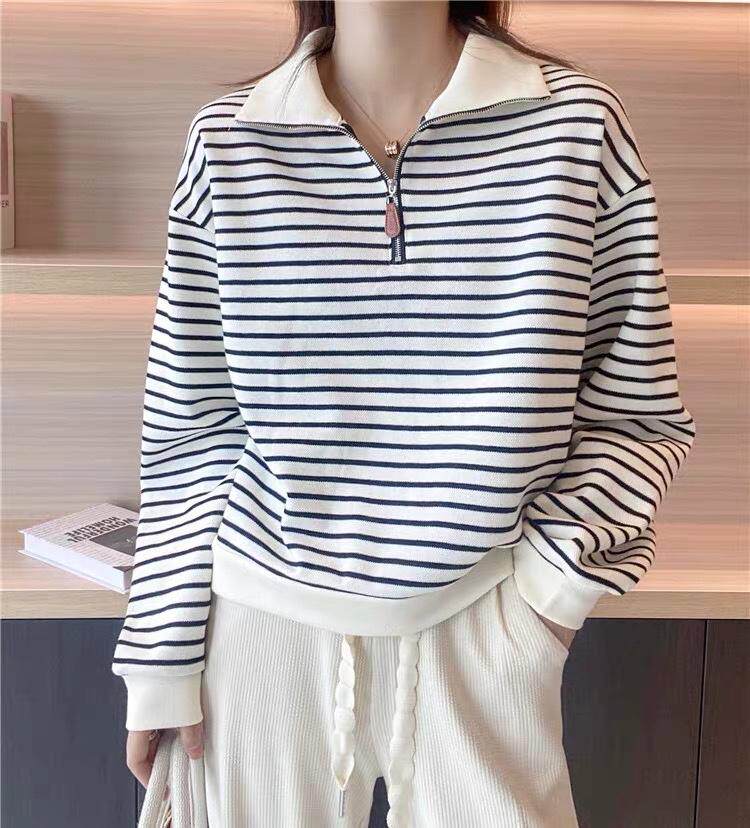 横条卫衣，女装卫衣/绒衫，依多坊