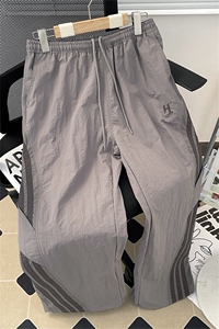 美式条纹速干伞兵裤男薄款潮牌宽松阔腿直筒街舞运动冲锋工装长裤图片
