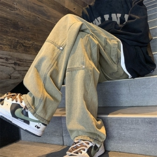 抖音现货稻草黄宽松牛仔裤男GK07-P55限价68，男装牛仔裤，星座310A-1